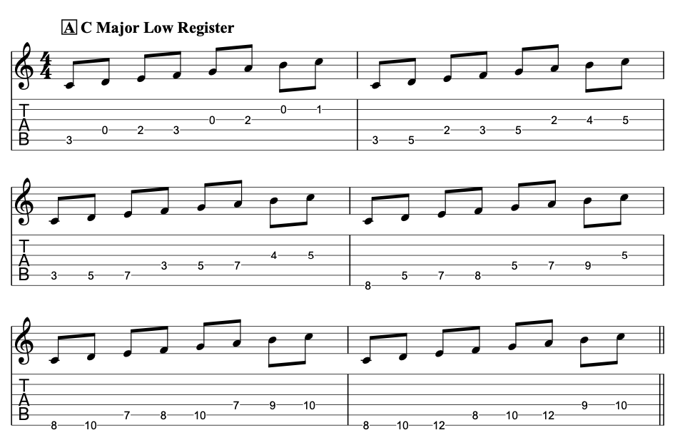 Low Register Notes For CMajor